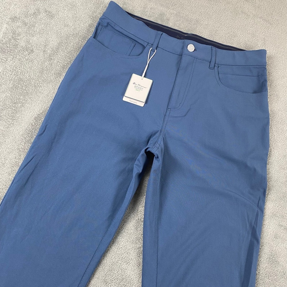 Ben Sherman Men 32x32 Golf Pants Outdoor Blue 4-Way Stretch Tech Sport Trousers